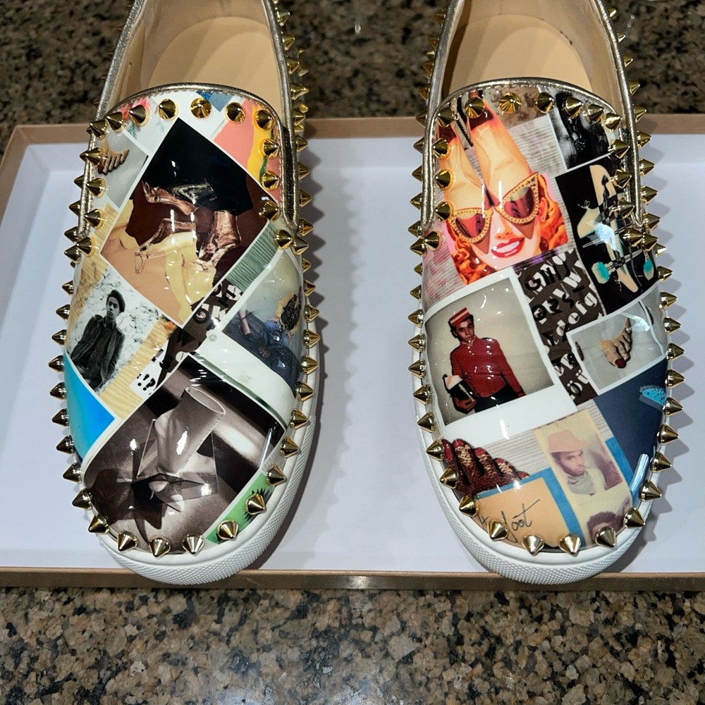 Christian Louboutin PIK boat women’s flat collage sneakers SZ 35.5